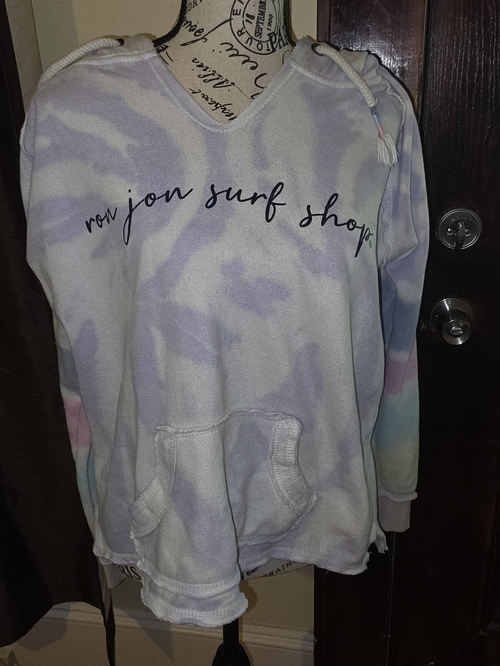 Ron Jon Women’s Pastel Tie-Dye V-Neck Pullover Hoodie Purple, Mint, Pink- Medium